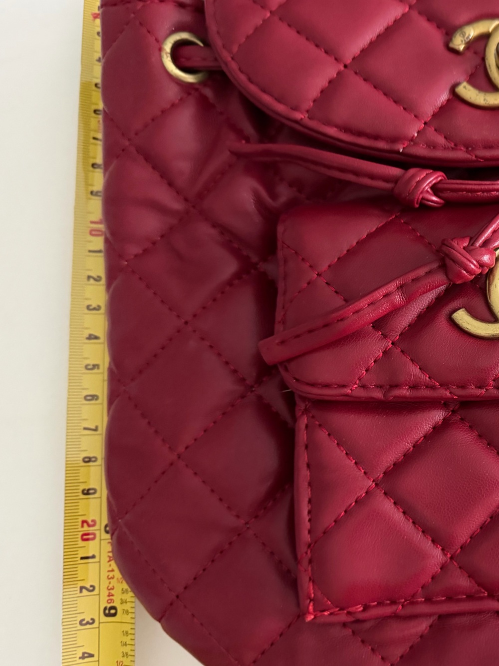 Quilted Red Drawstring Backpack - Picture 8 of 9